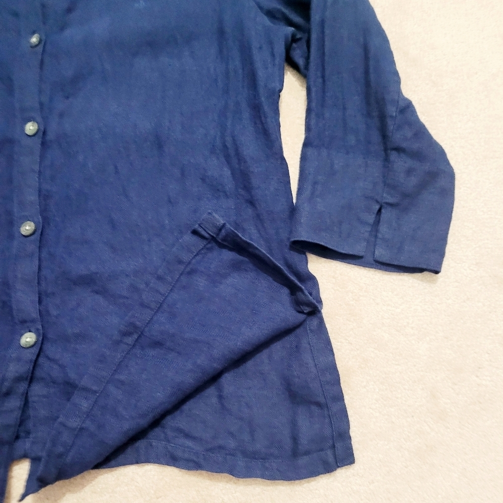 Lauren Ralph Lauren Women’s 100% Linen Button-Front Shirt Blouse Blue Size Small - Picture 5 of 10